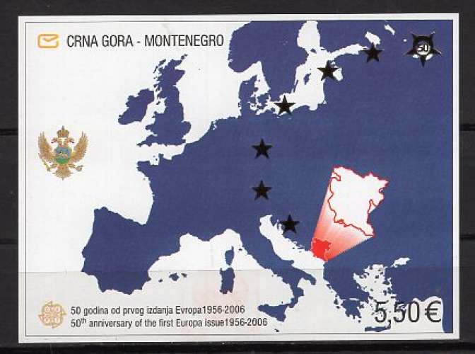 MONTENEGRO  2006    EUROPA  50 EME ANNIVERSAIRE DES EUROPA  BLOC NEUF**