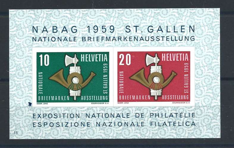 Suisse Bloc N°16** (MNH) 1959 - Exposition philatélique de Bâle