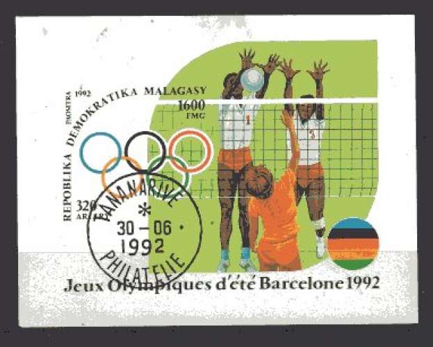 MADAGASCAR 1992   JEUX OLYMPIQUES DE BARCELONE   BLOC OBLITERE