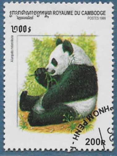 CAMBODGE 1999 : yt 1689 Oblitété/Used # Panda géant (Ailuropoda melanoleuca)