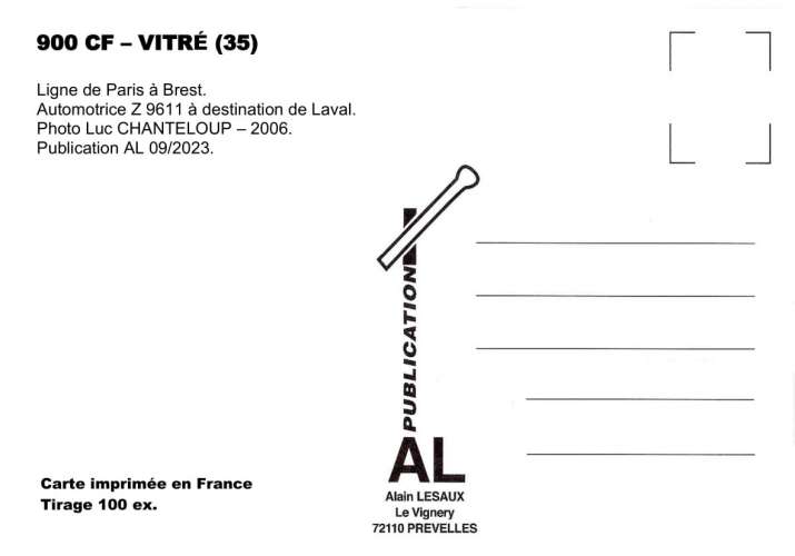 AL 900 - Automotrice Z 9611 - VITRE - Ille et Vilaine - SNCF