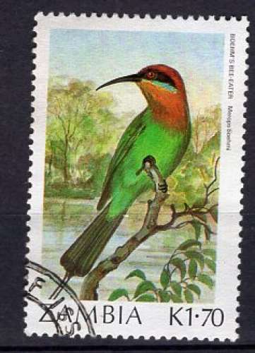 ZAMBIE 1987 LES OISEAUX LE MEROPS BOHERMI OBLITERE