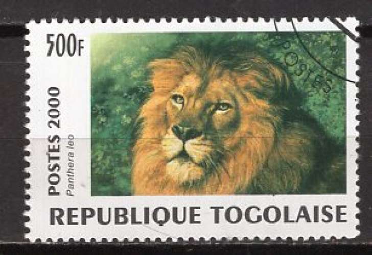 TOGO  2000 ANIMAUX SAUVAGE  LE LION OBLITERE