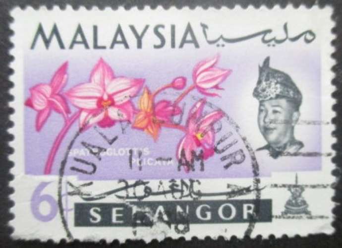 MALAYSIA SELANGOR N°89 Fleurs oblitéré 