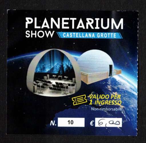 Italie ticket entrée du Planetarium show Castellana grotte