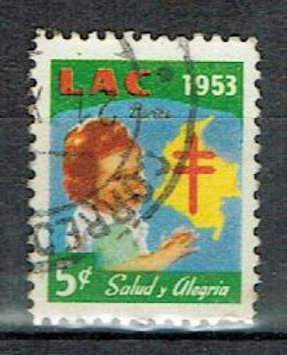 COLOMBIE 1953 - VIGNETTE OBLITÉRÉE L A C SALUD Y ALEGRIA.