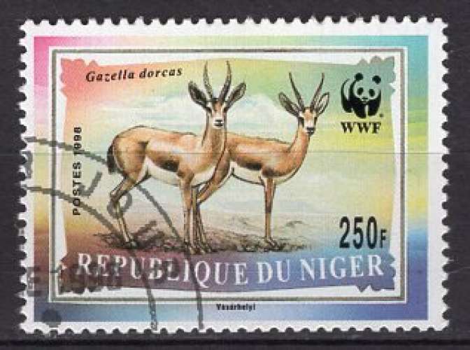 NIGER 1998 ANIMAUX WWF LA GAZELLE DOREE OBLITERE