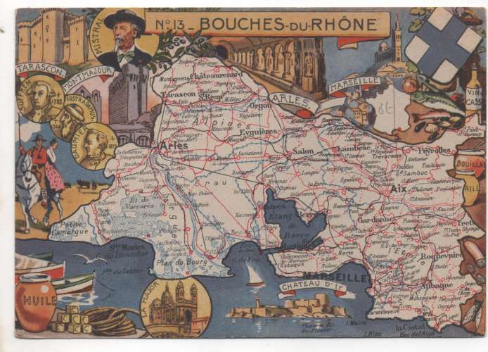 cpsm  13 Bouches-du-Rhone Carte Géographique de Pinchon