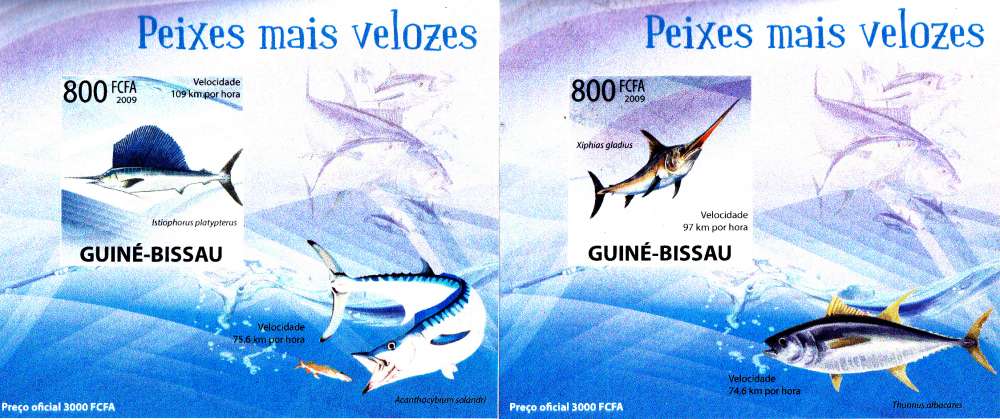 Guinée Bissau 2981 / 85 Poissons les plus rapides ( Les 5 BF Non dentelés )