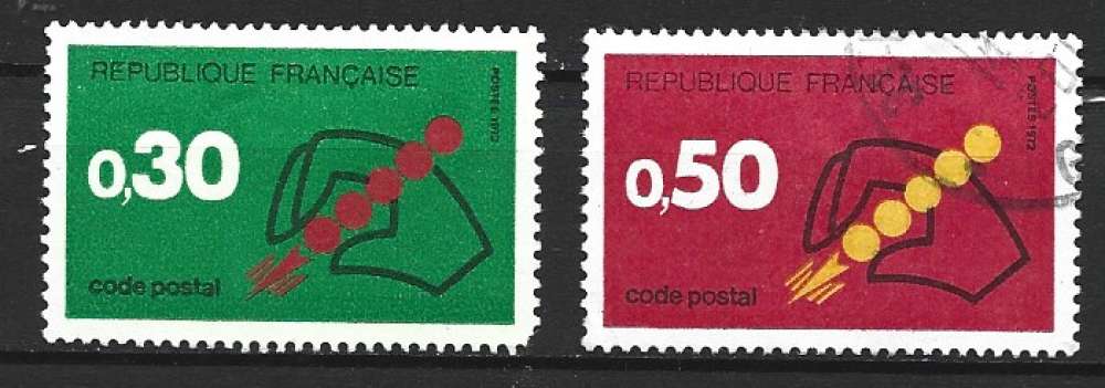 France 1972 - Y & T 1719 et1720 (o) - Code postal