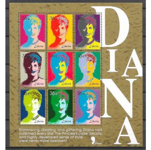 Liberia 1998 - Bloc Princess Diana Memorial issue NEUF ** ( MNH )