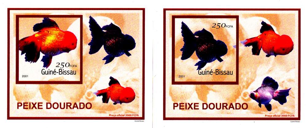 Guinée Bissau 2001 Poissons rouges  ( Epreuves de luxe )