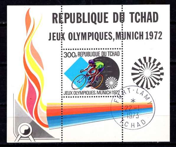 TCHAD 1972  J.O.DE MUNICH ALEXEIEV CICLYSME  BLOC OBLITERE