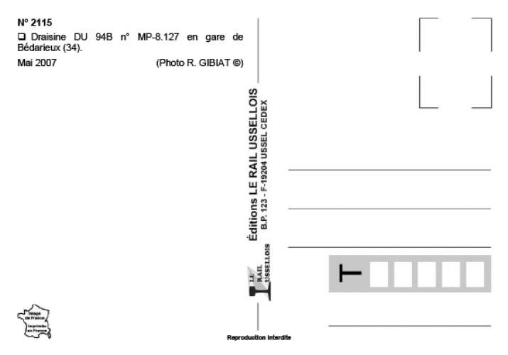 RU 2115 - Draisine DU 94 en gare - BEDARIEUX - Hérault - SNCF