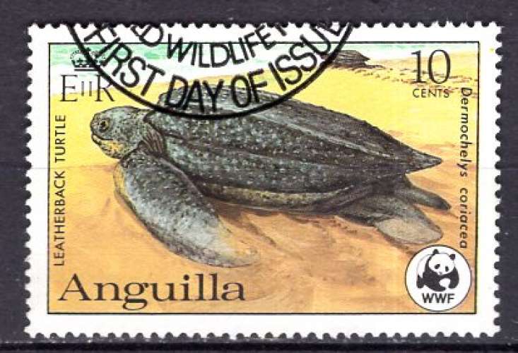 ANGUILLA 1985 WWF LA TORTUE LUTH  OBLITERE