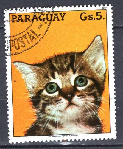 PARAGUAY 1987 ANIMAUX LES CHATS OBLITERE