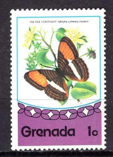 GRENADE 1975  INSECTES LES  PAPILLONS  OBLITERE  