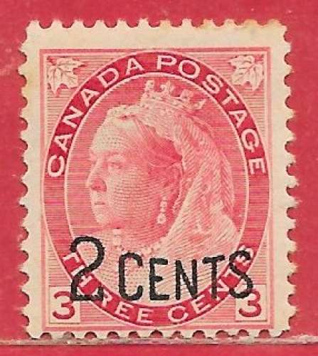 Canada n°77 2c sur 3c carmin 1899 *