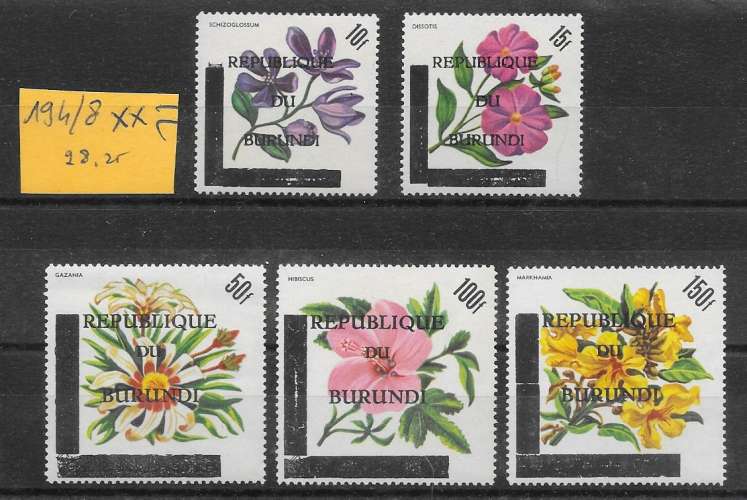 fleur - Burundi n°209 à/to 213 hibiscus 1967 **