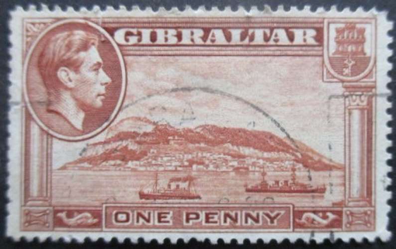 GIBRALTAR N°103B dentelé 14 oblitéré cote 4€