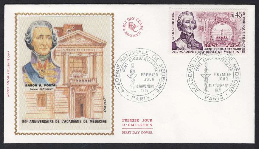 FDC N°1699 Soie Académie de Médecine Paris 13.11.71