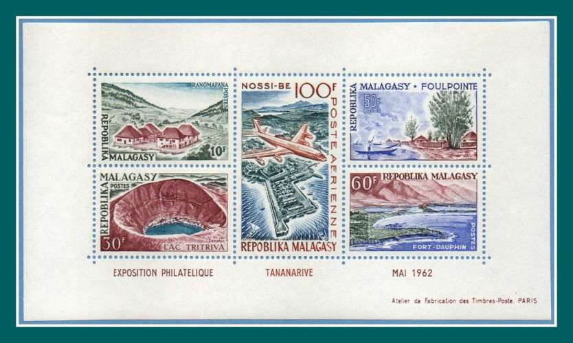 Madagascar Bloc N° 2 ** MNH Exposition Philatélique 1962