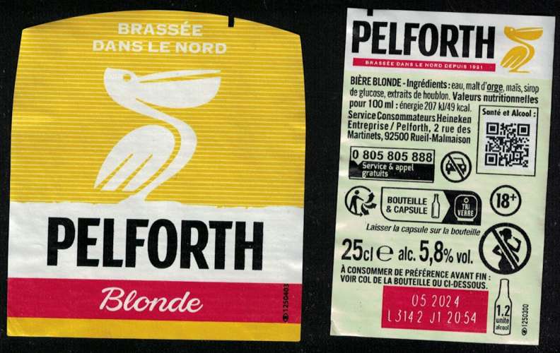 France Lot 2 Étiquettes Bière Beer Labels Pelforth Blonde