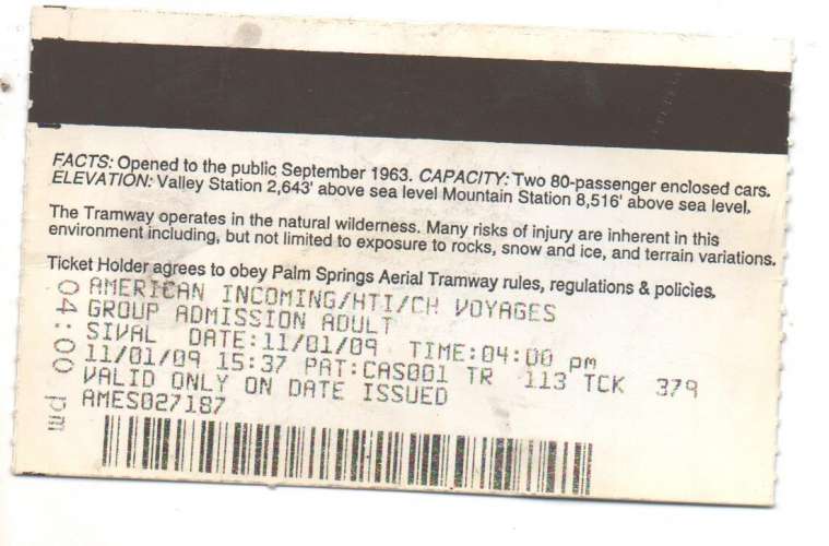 Ticket USA Palm Spring  Aerial Tranway