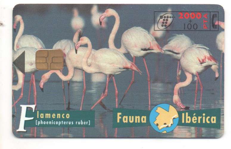 télécarte à puce  Espagne  Fauna Iberica ,flamants roses