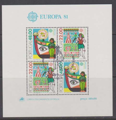 Portugal 1981 BL 33 ° Europa Folklore Artisanat Danses fandango Costumes Bateau décoré