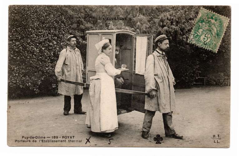 ROYAT PORTEURS DE L'ETABLISSEMENT THERMAL  CIRCULEE 1902