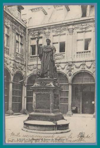 CPA LILLE La Bourse statue Napoléon voy. > Belgique (TP arraché verso)