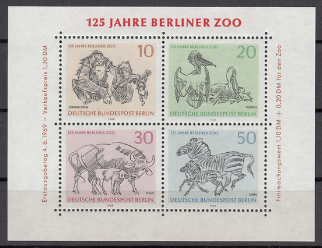 Berlin (1969) - 125e anniversaire du zoo de Berlin ** MNH