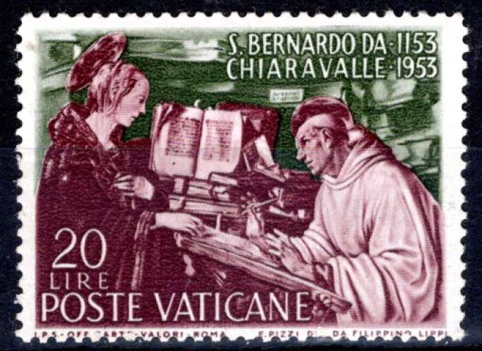 Vatican (1953) - Bernard de Clairvaux, 20 lire **