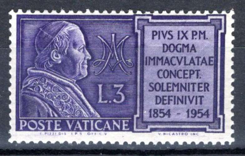 Vatican (1954) - Année mariale, 3 lire **