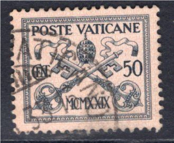 Vatican (1929) série provisoire - 50 centesimi Ø