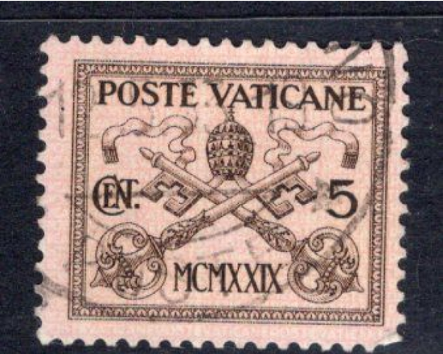 Vatican (1929) série provisoire - 5 centesimi Ø