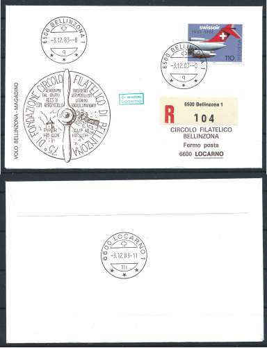 Suisse - FDC 03/12/1983 - Vol Bellinzana - Magadino