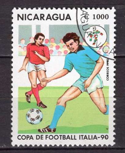 NICARAGUA 1990 COUPE DIU MONDE DE FOOTBALL EN ITALIE  OBLITERE