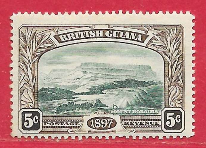 Guyane britannique n°90 5c sépia & vert 1898 *