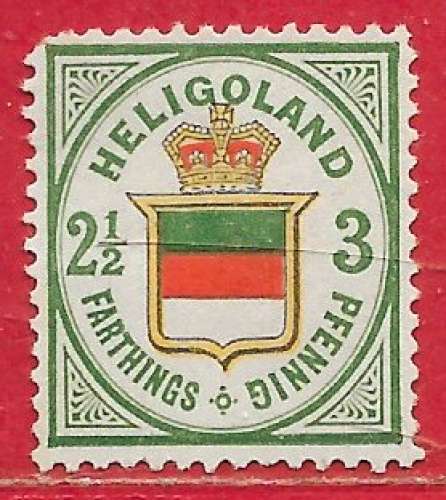 Heligoland n°16 3pf vert-jaune & rose 1876 (*)