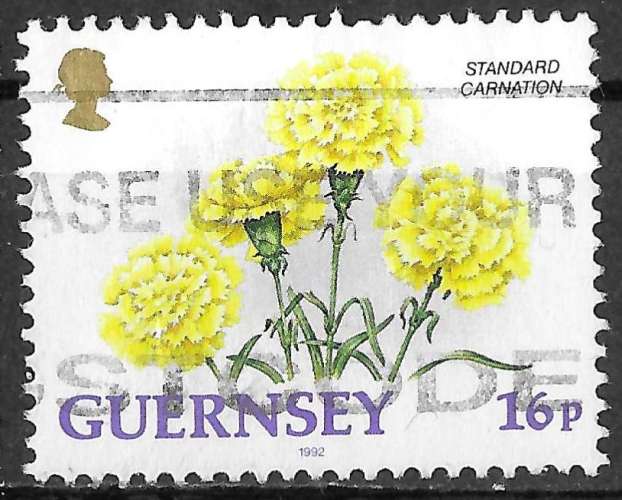 ILE DE GUERNESEY 1992 - YT 569 - Fleurs. Œillets - oblitéré