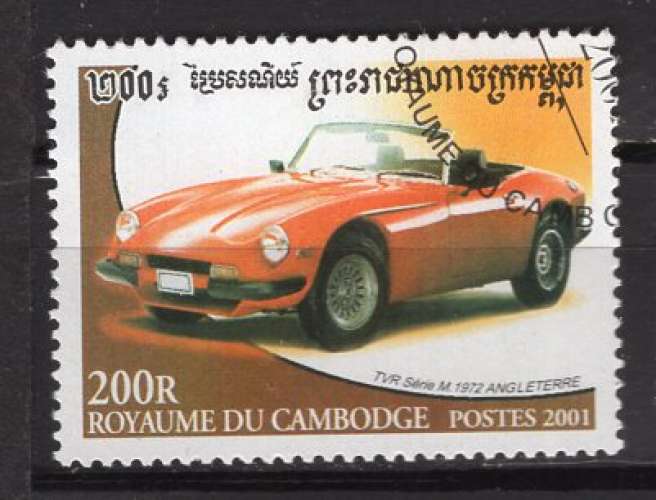 CAMBODGE 2001  LES VOITURES  TVR SERIE M 1972 ANGLETERRE OBLITERE