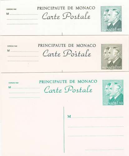 Monaco  lot de 6 cartes entiers postaux