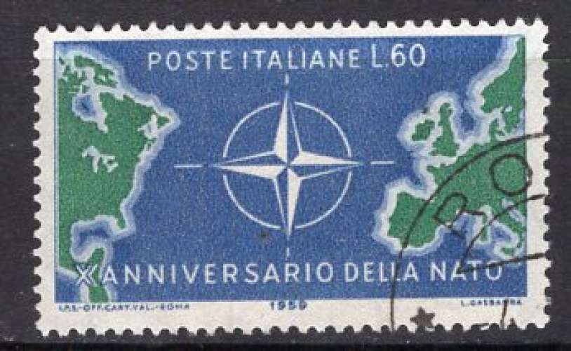 ITALIE 1959 10 EME ANNIVERSAIRE DE L'OTAN OBLITERE