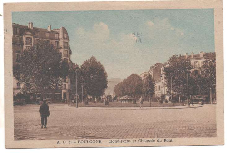 cpsm 92 Boulogne Rond-Point et Carrefour du Pont