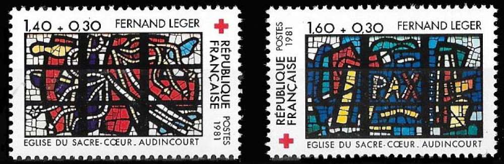 France 1989 - Y&T 2175 à 2176 ** MNH - Croix Rouge - Eglise du Sacré - Coeur