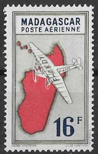 Madagascar 1942 - Y&T Poste Aérienne 38 ** MNH - carte de Madagascar