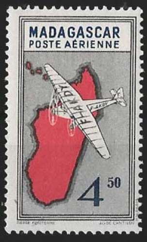 Madagascar 1942 - Y&T Poste Aérienne 32 ** MNH - carte de Madagascar