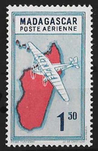 Madagascar 1942 - Y&T Poste Aérienne 28 ** MNH - carte de Madagascar